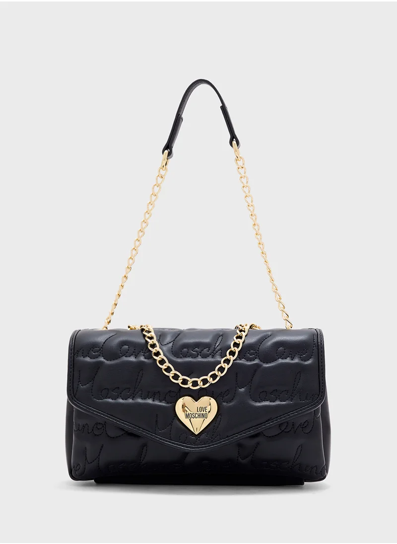 Love Moschino Chain Detailed Flap Over Crossbody