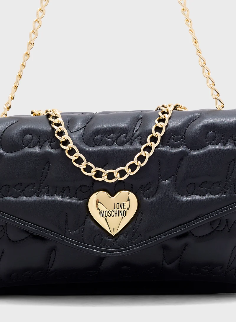 لوف موسكينو Chain Detailed Flap Over Crossbody