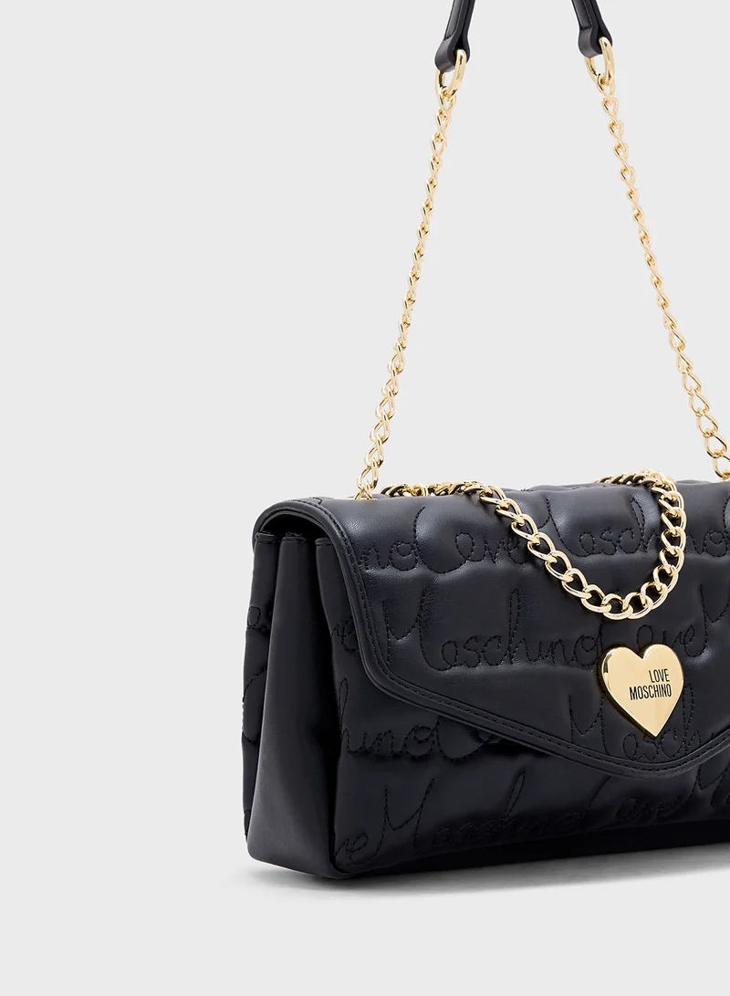 لوف موسكينو Chain Detailed Flap Over Crossbody