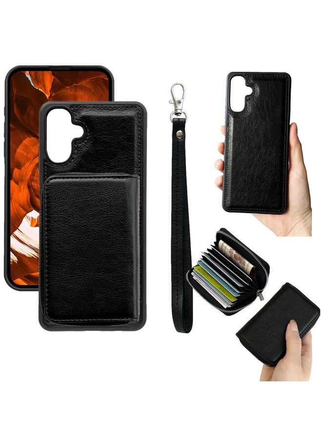 S-TOP Case For Samsung Galaxy A36 5G Solid Color Zipper 11-Card Slots Bag Phone Case with Lanyard - Image 1