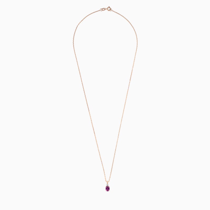 Jawhara Jewellery عقد 18K من الذهب الوردي للنساء، مع قلادة من حجر الرودولايت والماس الطبيعي، من مجموعة كولور كلاسيك للمجوهرات الفاخرة، هدية أنيقة ومشرقة من جوهرة للمجوهرات - Image 2