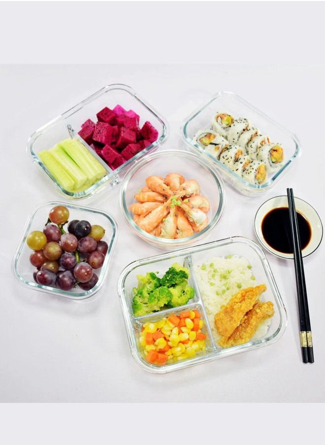XiuWoo - 3 Piece Microwave Heating High Lunch Box Glass Bowls 1090ml/700ml/410ml with Insulation Bag Borosilicate Glass Clear ‎23 x 15 x 5 cm - Image 1
