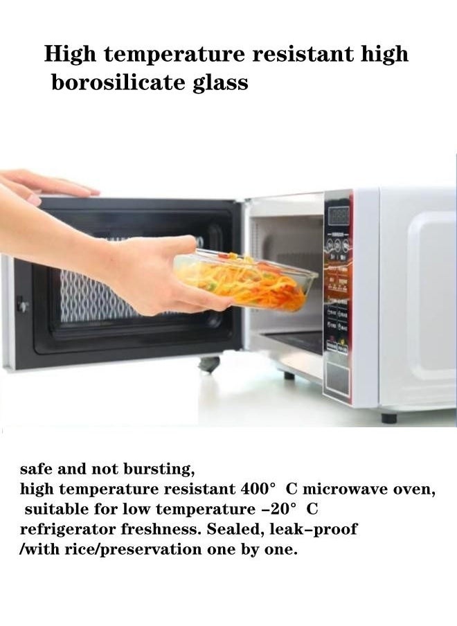 XiuWoo - 3 Piece Microwave Heating High Lunch Box Glass Bowls 1090ml/700ml/410ml with Insulation Bag Borosilicate Glass Clear ‎23 x 15 x 5 cm - Image 1