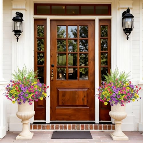 Bassion 20 Bundles Artificial Flowers for Outdoors, UV Resistant Silk Fake Flowers with Lavender and Ferns Faux Shrubs Plants for Outdoor Planters Window Box Porch Garden Home Decorations - Image 5