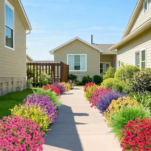 Bassion 20 Bundles Artificial Flowers for Outdoors, UV Resistant Silk Fake Flowers with Lavender and Ferns Faux Shrubs Plants for Outdoor Planters Window Box Porch Garden Home Decorations - Image 4