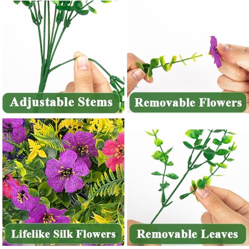 Bassion 20 Bundles Artificial Flowers for Outdoors, UV Resistant Silk Fake Flowers with Lavender and Ferns Faux Shrubs Plants for Outdoor Planters Window Box Porch Garden Home Decorations - Image 3