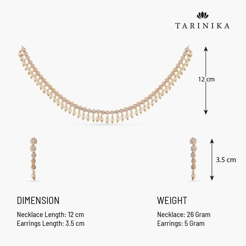 TARINIKA Green and White Cubic Zirconia(CZ) Indian Necklace Set with Earrings, Gold Plated Brass Fashion Indian Jewelry Gift for Women Bollywood Costume Jewellery (Stunning Delicate CZ) - Image 3