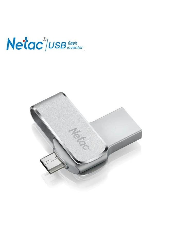 مقبس فلاش درايف بمنفذ Type-C USB مزدوج سعة 64 جيجابايت U782C_2 فضي