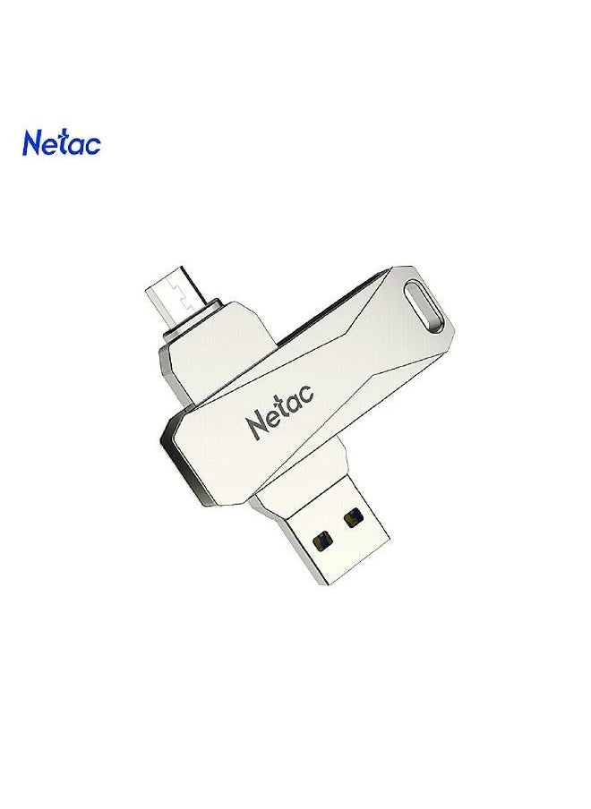 مقبس فلاش درايف بمنفذ Type-C USB مزدوج سعة 64 جيجابايت U782C_2 فضي