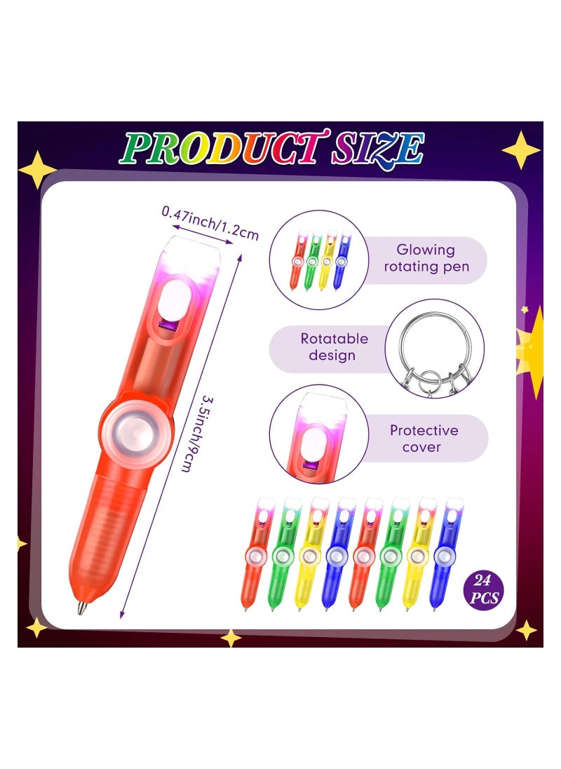 SYOSI 24 Pieces Fidget Pen Spinning Pen with LED Light Multi Functional Help Stress Reducer Help Thinking Ballpoint Pen Anti Stress Anxiety Gift Pen, for Boys and Girls Student  - Image 2