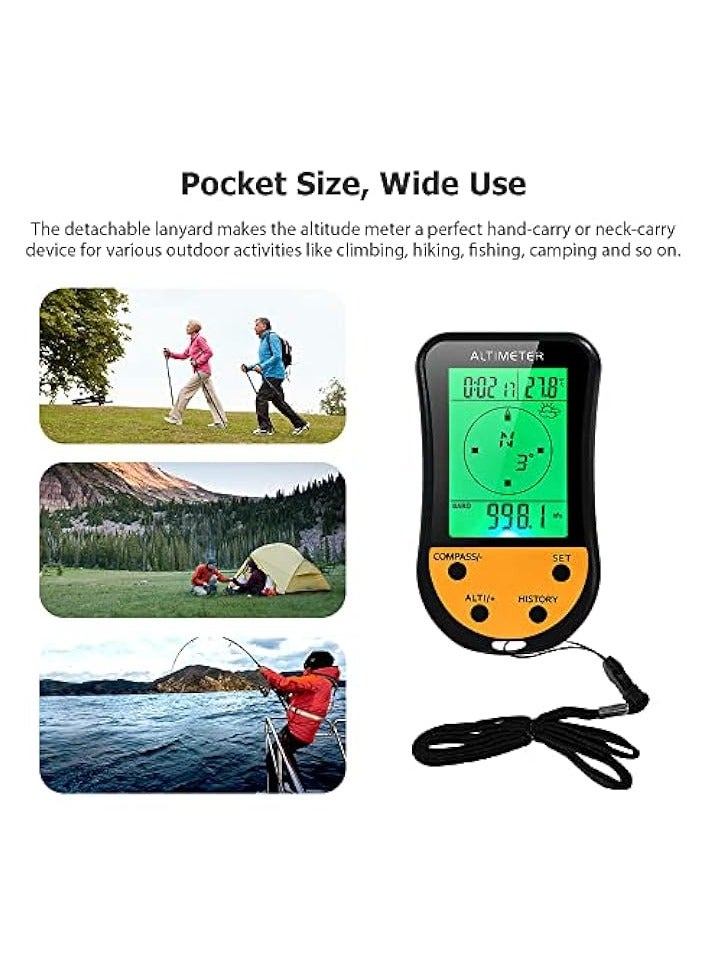 Green Tiger Electronic Digital Altimeter 8 in 1 Multifunction LCD Backlight Mini Altimeter Barometer Compass Thermometer Weather Forecast Clock Calendar for Outdoor Climbing Hiking Fishing - Image 3