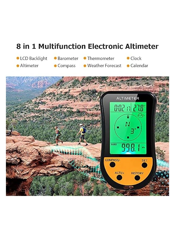 Green Tiger Electronic Digital Altimeter 8 in 1 Multifunction LCD Backlight Mini Altimeter Barometer Compass Thermometer Weather Forecast Clock Calendar for Outdoor Climbing Hiking Fishing - Image 4