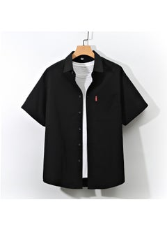 Generic 2022 New Mens Casual Short Sleeve Shirt Solid Loose Grey  - Image 2