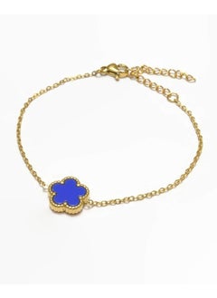 FARMA Blue Flower Steel Base Bracelet - Adjustable 18K Gold Plated  - Image 1