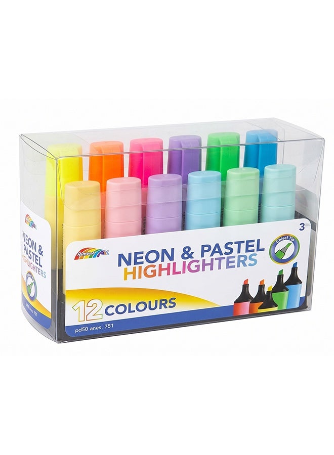 RMS 12 Neon & Pastel Highlighters – Fun Kids Toy, Interactive Playtime & Gift Item - Image 1