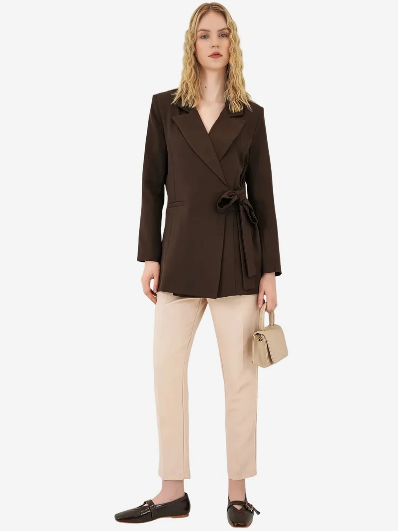 BIG DART BDART Long Tie Closure Shawl Collar Blazer
