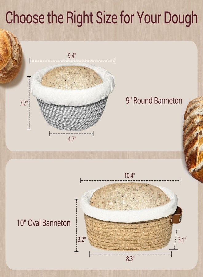 Howasai Banneton Bread Basket, 9" Round and 10" Oval Bread Proofing Basket Set with Cotton Liners and Covers, Bread Basket Proofing Bowl Ideal for Sourdough Starter and Artisan Loaf Baking - Image 5
