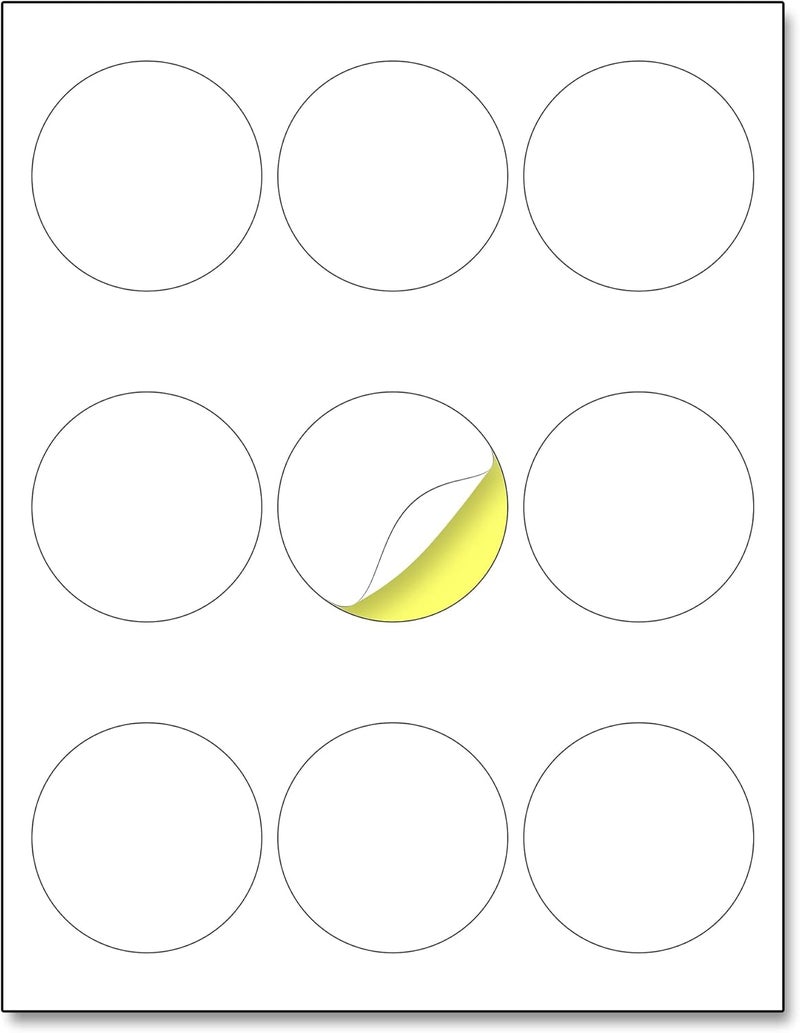 TownStix 2.5" Round Matte White Sticker Label, Laser/Inkjet Printing - Letter Size, 200 Sheets - Image 1