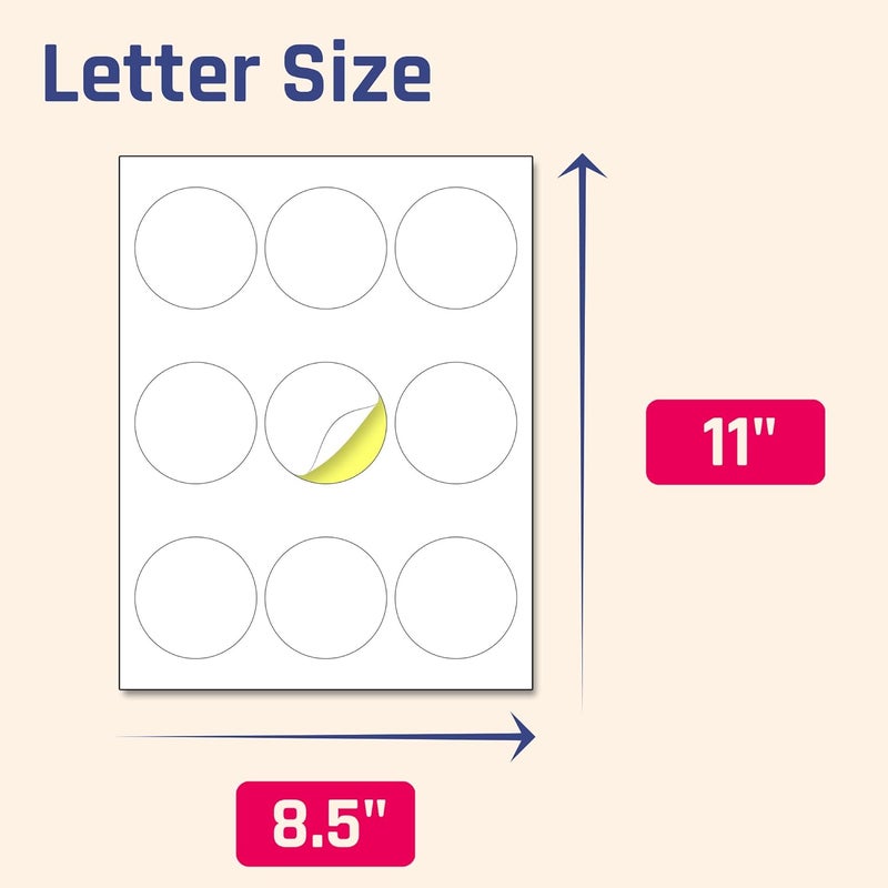 TownStix 2.5" Round Matte White Sticker Label, Laser/Inkjet Printing - Letter Size, 200 Sheets - Image 2