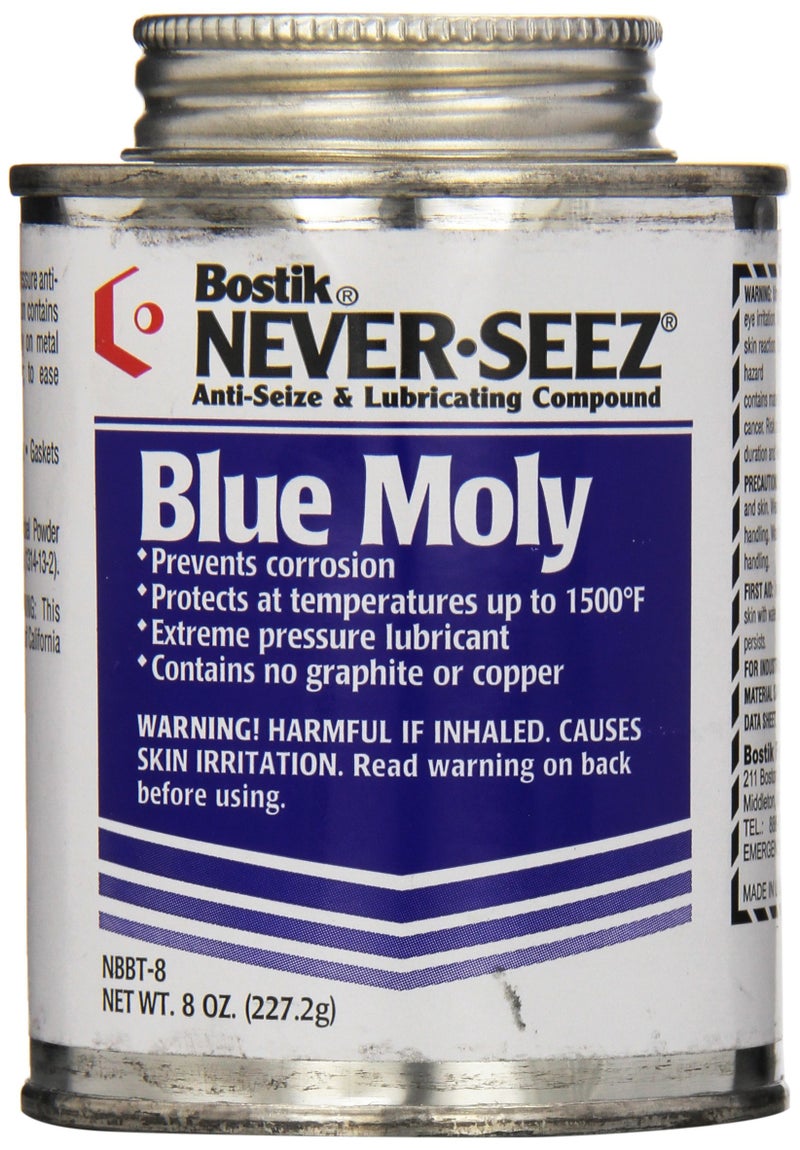 Bostik 535-NBBT-8 Never-Seez Model NBBT-8 Blue Moly Anti-Seize Compound, -150 Degree F Lower Temperature Rating to 1500 Degree F Upper Temperature Rating, 8 fl. oz. Brush Top Can - Image 1