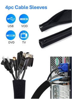 YooA 126pcs Cable Management Organizer Kit | Cord Organizer for Home and Office, Include 2 Self Adhesive Cable Tie Rolls+4pc Cable Sleeves+10pcs reusable wire ties+10pc Cable Clips+100 Cable Fastening Ties, Suitable for power cords/USB cables/TV cables/PC desktop cables  - Image 3