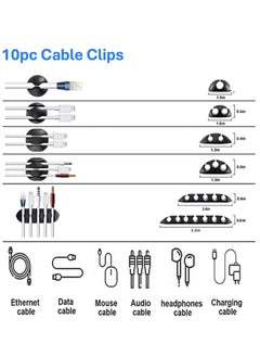 YooA 126pcs Cable Management Organizer Kit | Cord Organizer for Home and Office, Include 2 Self Adhesive Cable Tie Rolls+4pc Cable Sleeves+10pcs reusable wire ties+10pc Cable Clips+100 Cable Fastening Ties, Suitable for power cords/USB cables/TV cables/PC desktop cables  - Image 5
