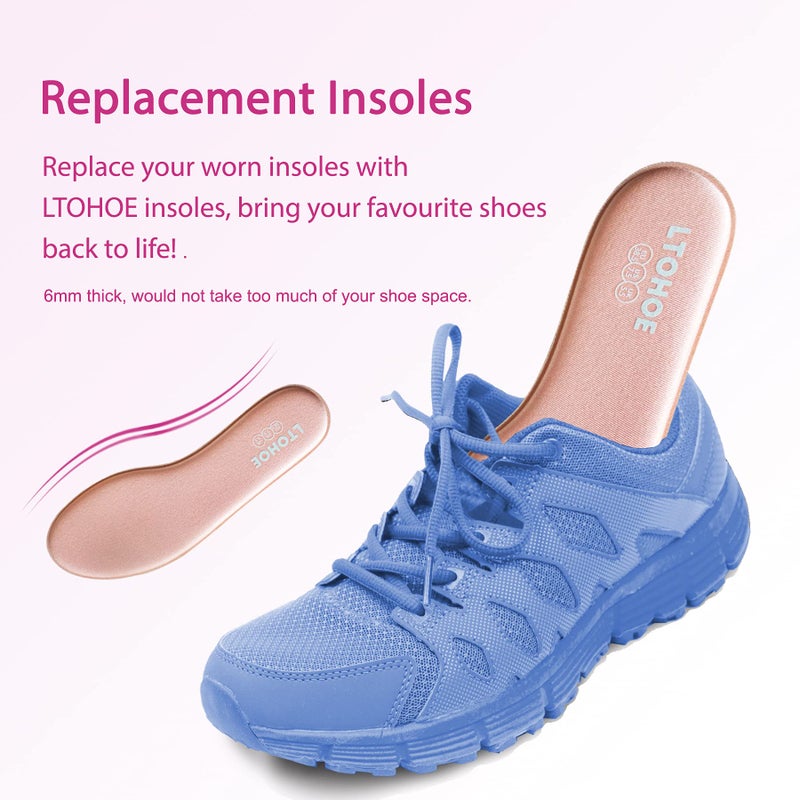 LTOHOE Memory Foam Insoles for Women, Replacement Shoe Inserts for Work Boot, Running Shoes, Hiking Shoes, Sneaker, Cushion Shoe Insoles Shock Absorbing for Foot Pain Relief, Comfort Inner Soles Pink US 10 - Image 5