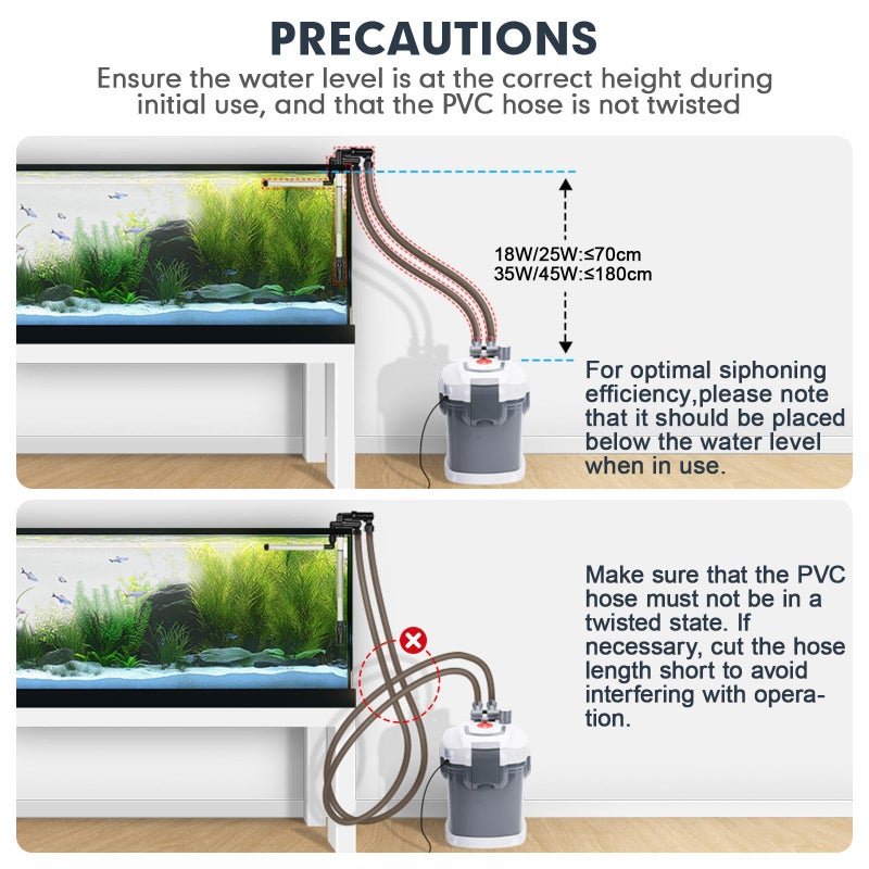 fishkeeper 528GPH Canister Filter, 3-Stage Filtration Aquarium Filter with Quartz Balls and Filter Cotton, Ultra-Quiet External Aquarium Canister Filter for Freshwater and Saltwater up to 150Gal (35W) - Image 4