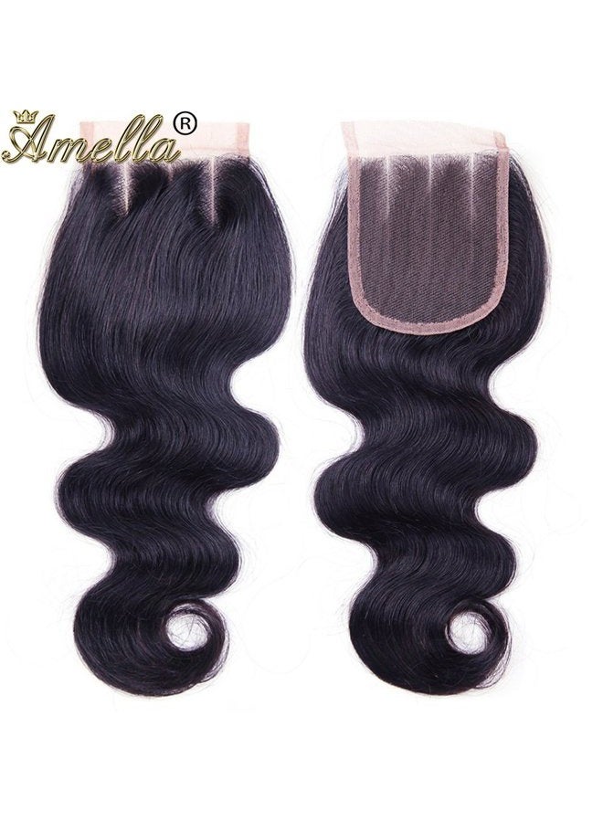 Amella Hair 8A Brazilian Body Wave Human Hair 3 Bundles with Lace Closure (18" 20" 22"+16"Closure,Three Part,Natural Black)100% Unprocessed Brazilian Body Wave Human Hair Weave With Lace Closure - Image 4