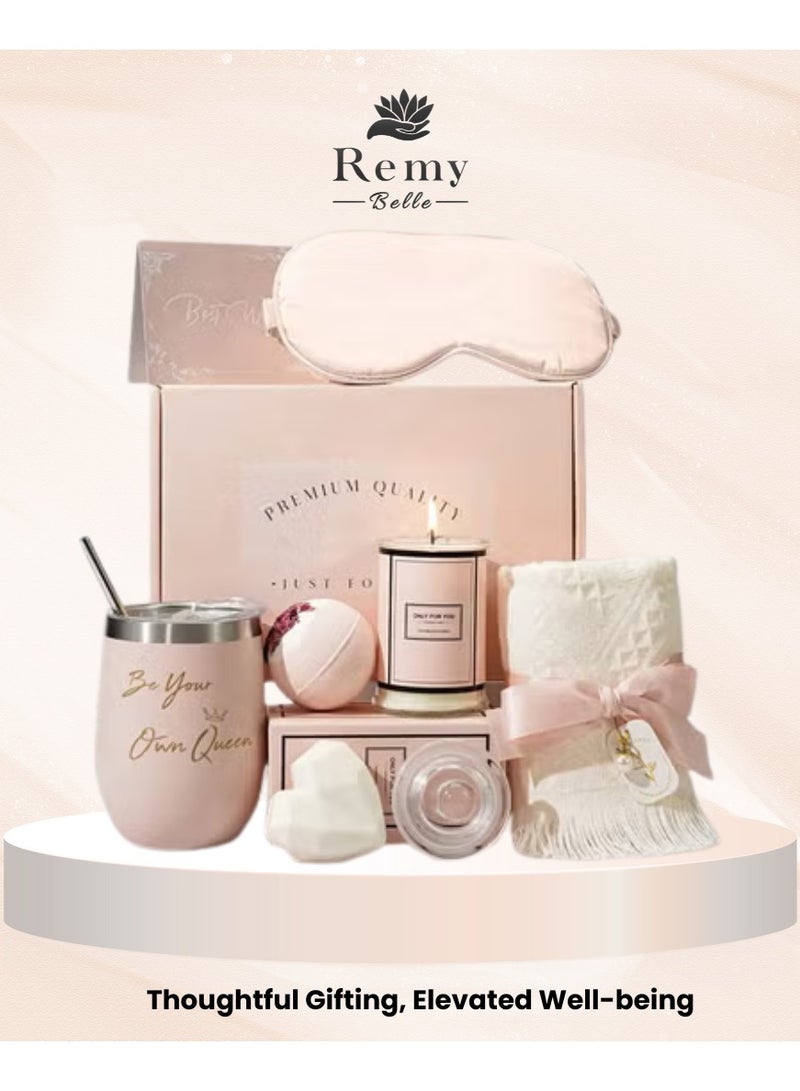 Remy Belle Gifts Basket for Women - Birthday Gift Mom Box Set Contains 9 Items Inspirational Gift,Relaxing Spa Care Package for Mother Friendship, Friend Gifts for Wife  - Image 1