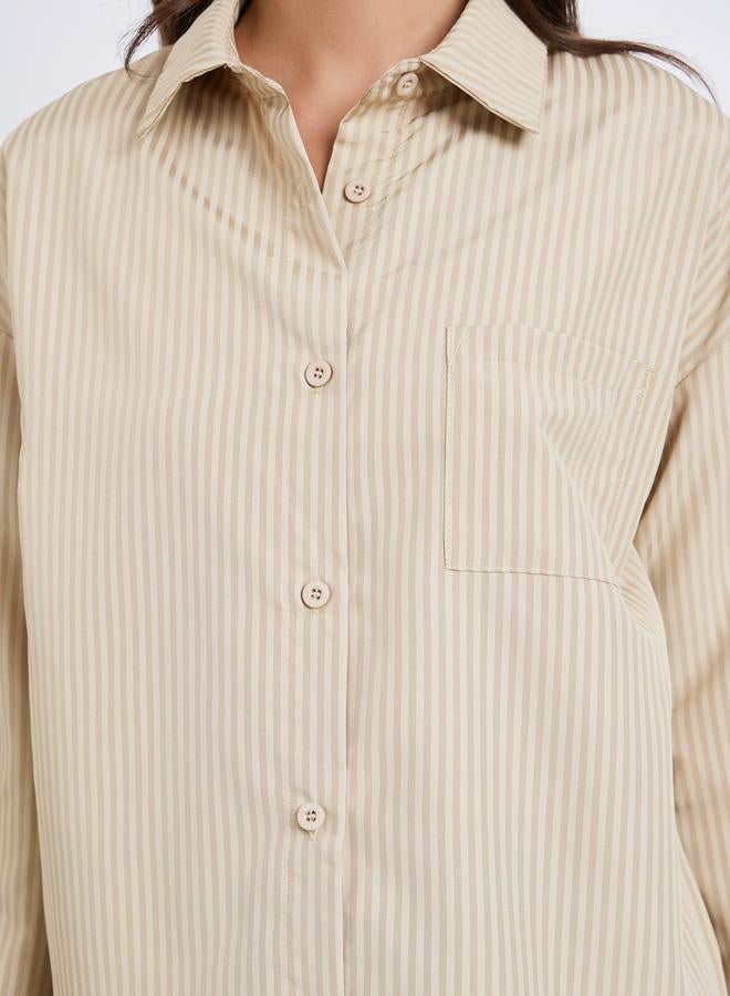 Styli Women Striped Long Sleeve Oversized Shirt - Image 4