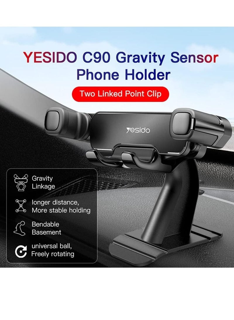 Yesido - C90 Car Gravityt Mount Cell Phone Holder Vertical&Horizontal Gravity for iPhone 11/11Pro/11Pro Max/Xs X XR 6S 7 Plus 8 All - Image 1