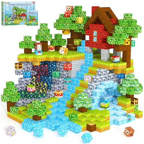 ORZbb Magnetic Blocks Magnet Cubes Building Blocks Toddler Travel Toys for 35 57 813 Year Old Boys Girls Montessori Sensory Kids Toys Games Kids Birthday Decorations Party Favors Gifts - Image 1