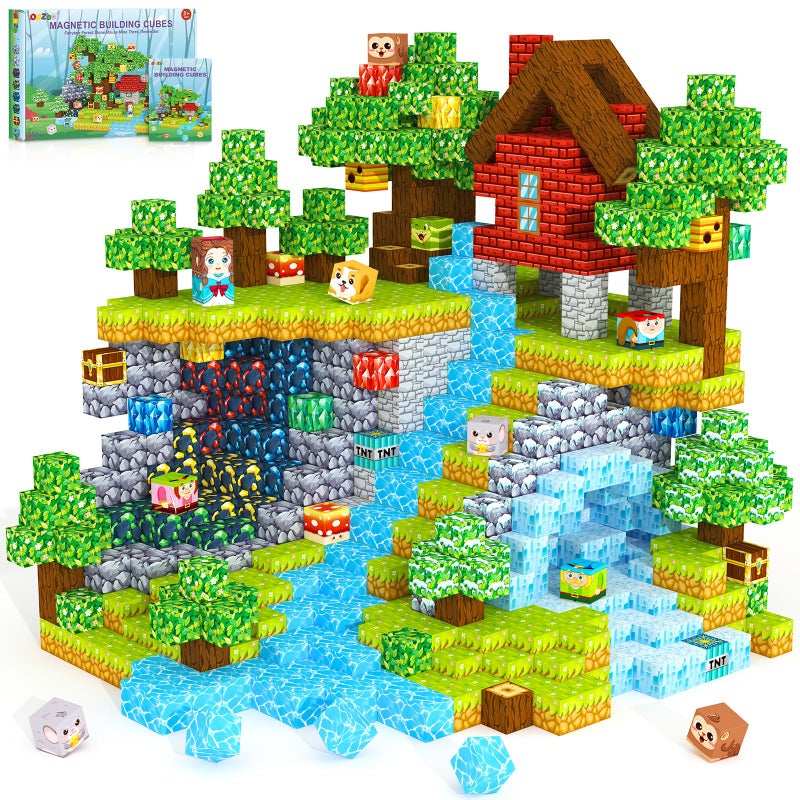 ORZbb Magnetic Blocks Magnet Cubes Building Blocks Toddler Travel Toys for 35 57 813 Year Old Boys Girls Montessori Sensory Kids Toys Games Kids Birthday Decorations Party Favors Gifts - Image 2