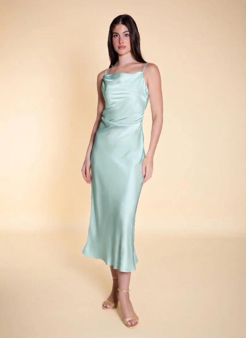 شايبس DRAPED MIDI SATIN DRESS