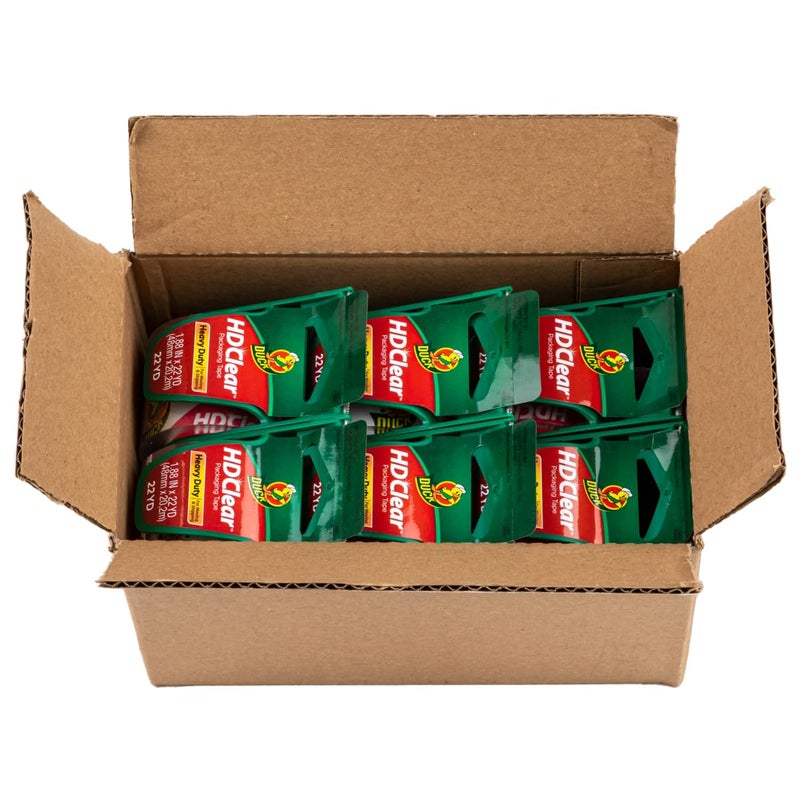 Duck HD Clear Packing Tape with Dispensers - 6 Rolls of Strong Heavy Duty Packing Tape for Shipping and Moving, Boxes and Packaging - 1.88 In. x 22.2 Yards - 1.5" Core - Clear (287732) - Image 5