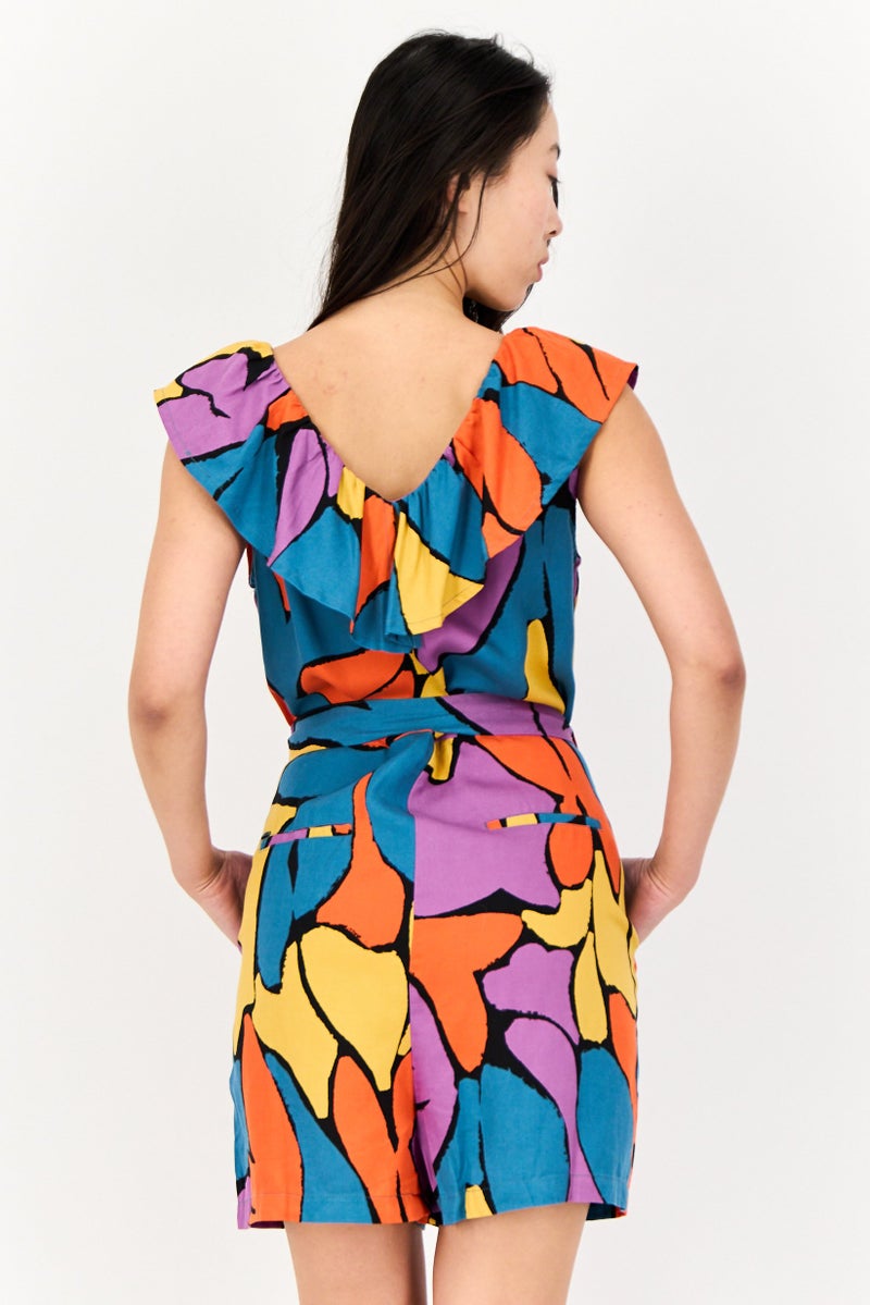 SALSA Women Abstract Print Sleeveless Playsuit, Multicololour - Image 3