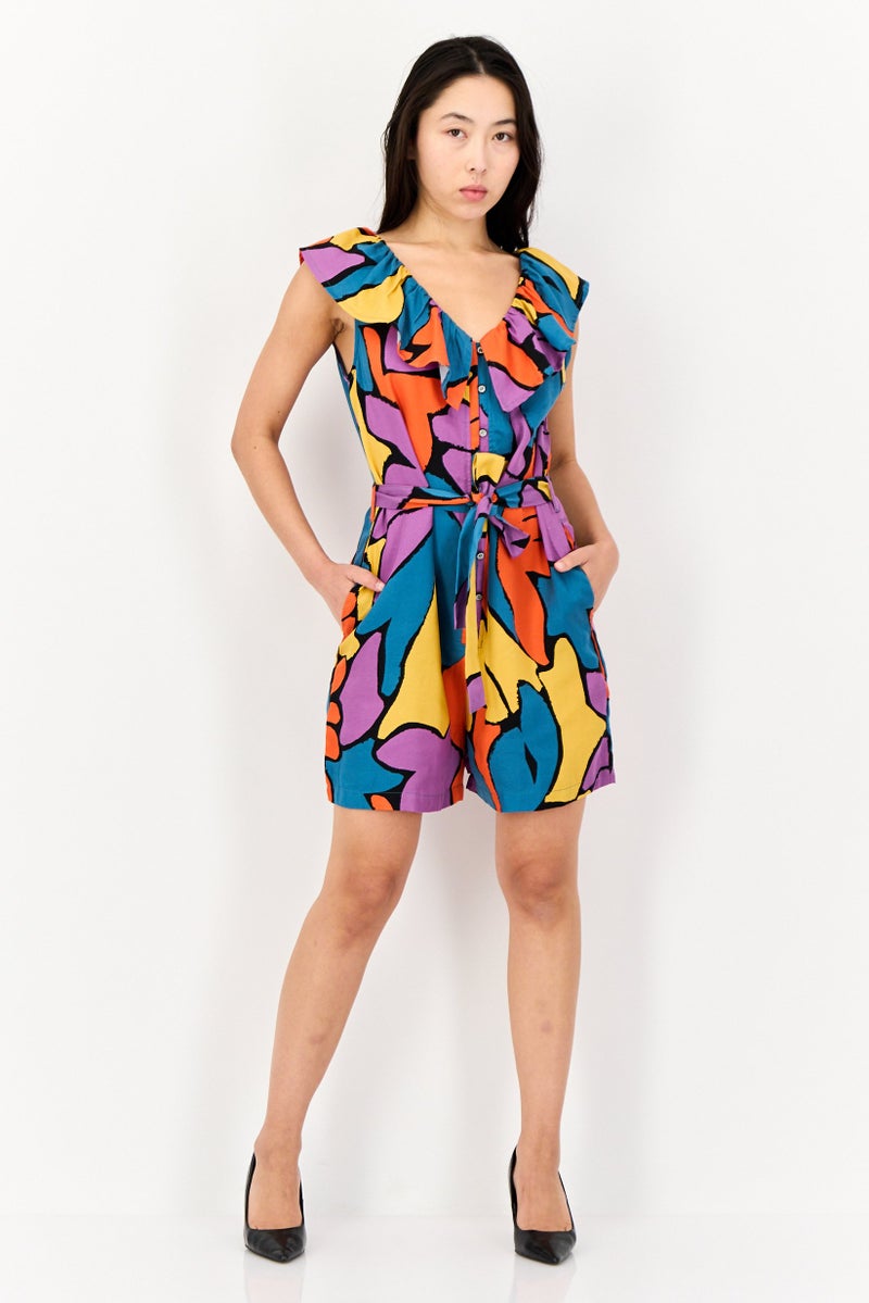 SALSA Women Abstract Print Sleeveless Playsuit, Multicololour - Image 4