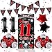 Pounira 11th Birthday Decorations for Boys Girls Happy 11th Birthday Decorations Boy Red Black 11 Year Old Birthday Door Banner Triangle Flag Large Number 11 Balloons Bday Party Decor for 11 birthday - Image 2