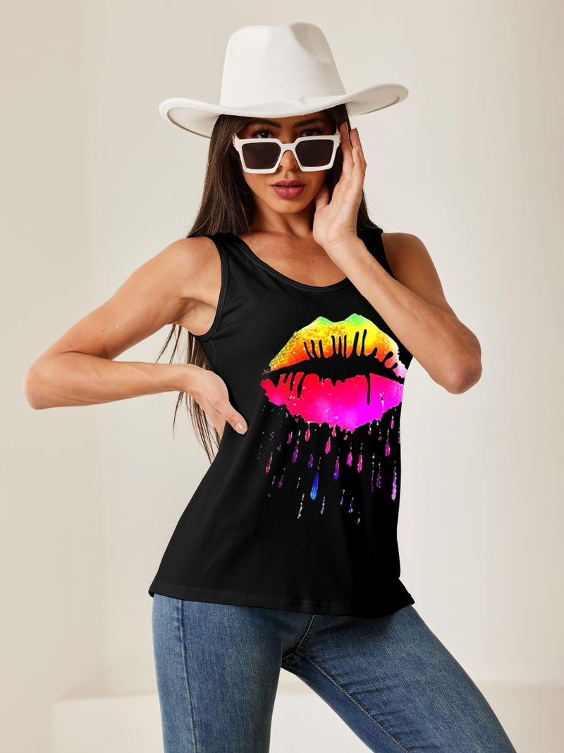 SAUKOLE Women's Sleeveless Yoga Workout Tank Tops Star tie dye Racerback Cute Printed Loose Fit Running Exercise T-Shirt - Image 4