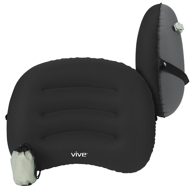 Vive Inflatable Lumbar Pillow Cushion for Airplane Seat Travel Support Lower Back Cushion for Car Office Chair Adjustable Firm Air Neck Pain Sciatica Relief Compact Portable Camping Headrest - Image 2