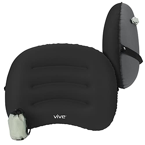 Vive Inflatable Lumbar Pillow Cushion for Airplane Seat Travel Support Lower Back Cushion for Car Office Chair Adjustable Firm Air Neck Pain Sciatica Relief Compact Portable Camping Headrest - Image 1