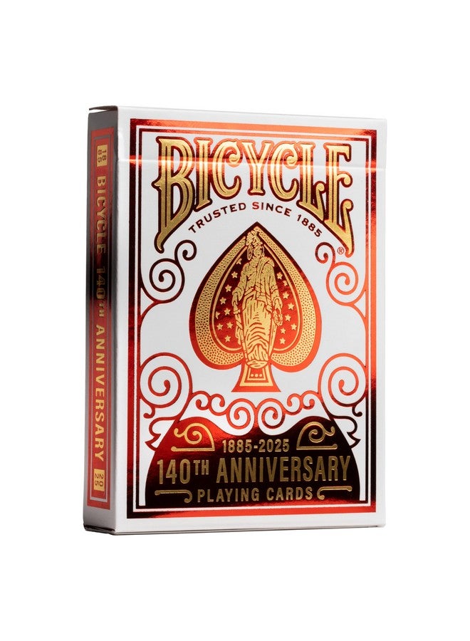 Bicycle Bicycle 140th Year Anniversary Playing Cards, Red and Gold Foil, Historic 1885 Design, Special Edition, 1 Deck  - Image 1