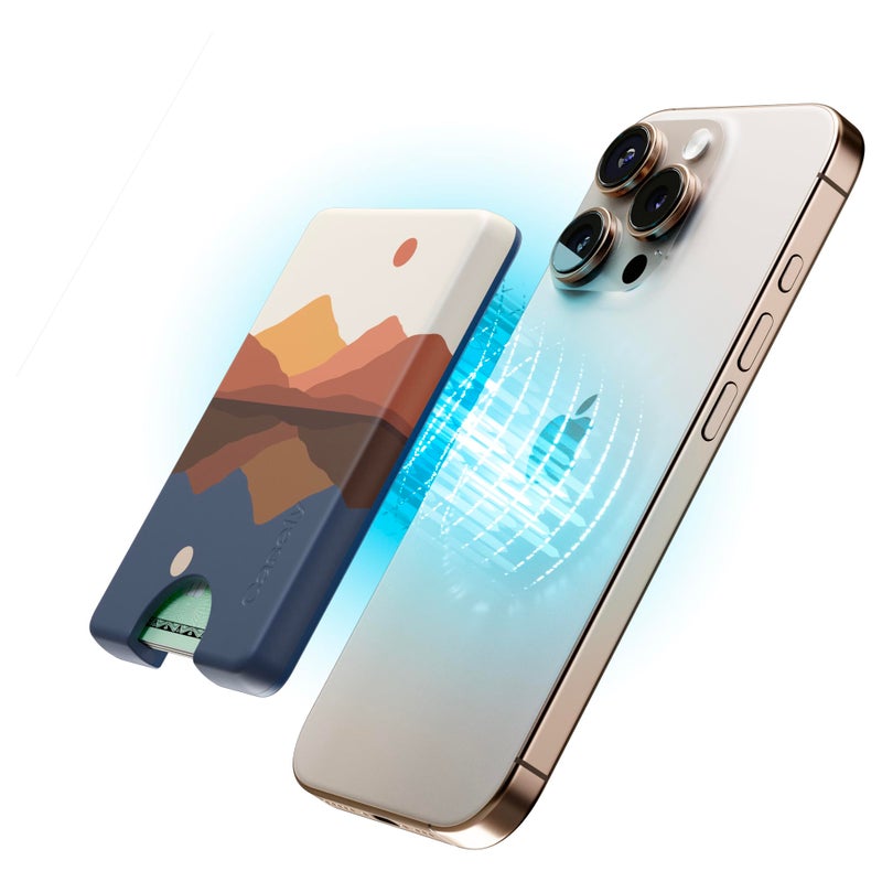 Casely MagWallet | Opposites Attract | Day & Night Colorblock Mountains | Slim Wallet Card Holder | Compatible with MagSafe | Soft-Touch Hard Silicone | Holds Up to 3 Cards - Image 3