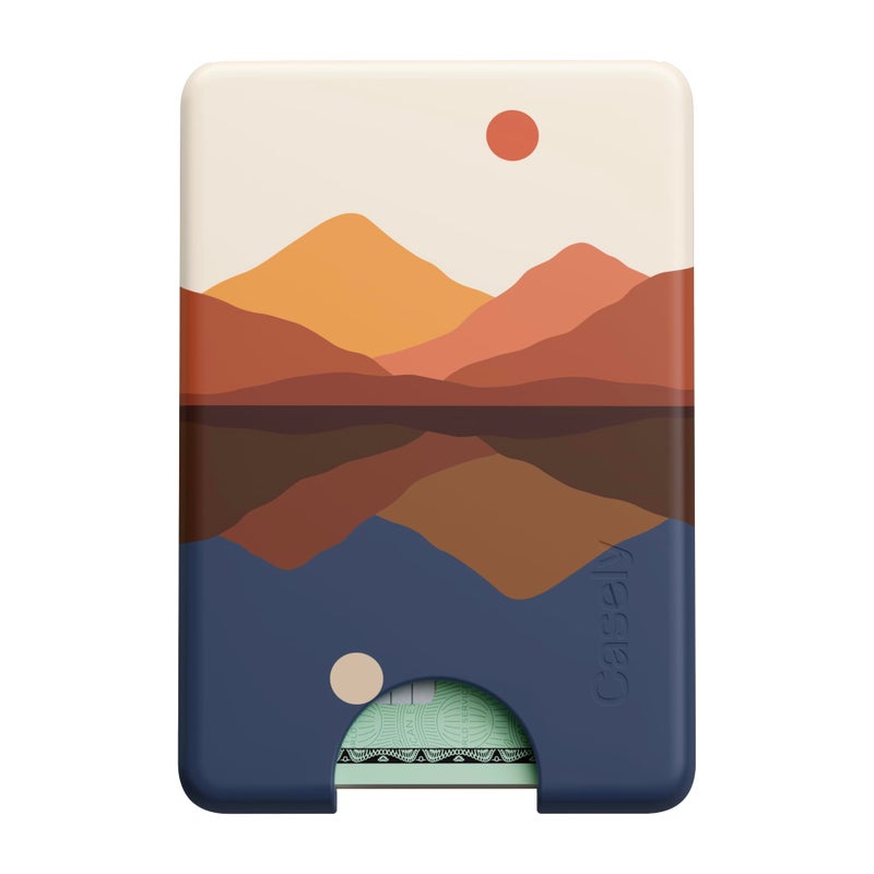 Casely MagWallet | Opposites Attract | Day & Night Colorblock Mountains | Slim Wallet Card Holder | Compatible with MagSafe | Soft-Touch Hard Silicone | Holds Up to 3 Cards - Image 1
