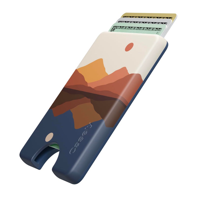 Casely MagWallet | Opposites Attract | Day & Night Colorblock Mountains | Slim Wallet Card Holder | Compatible with MagSafe | Soft-Touch Hard Silicone | Holds Up to 3 Cards - Image 2