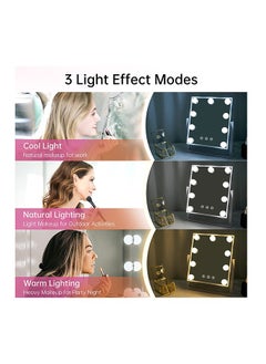 Cool Baby COOLBABY Makeup Mirror with Lights, Lighted Makeup Mirror with 9 Dimmable Bulbs and 3 Color Lighting Modes, Smart Touch Control, Plug in Light Up Mirror  - Image 2