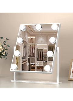 COOLBABY Makeup Mirror with Lights, Lighted Makeup Mirror with 9 Dimmable Bulbs and 3 Color Lighting Modes, Smart Touch Control, Plug in Light Up Mirror