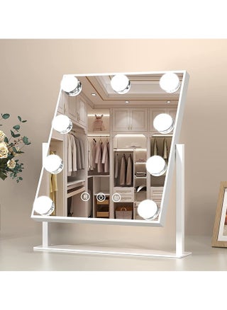 COOLBABY Makeup Mirror with Lights, Lighted Makeup Mirror with 9 Dimmable Bulbs and 3 Color Lighting Modes, Smart Touch Control, Plug in Light Up Mirror - pzsku/ZC420385BD171F5481700Z/45/_/1699015595/f50d5870-373d-4684-b707-ad72c1e612b6