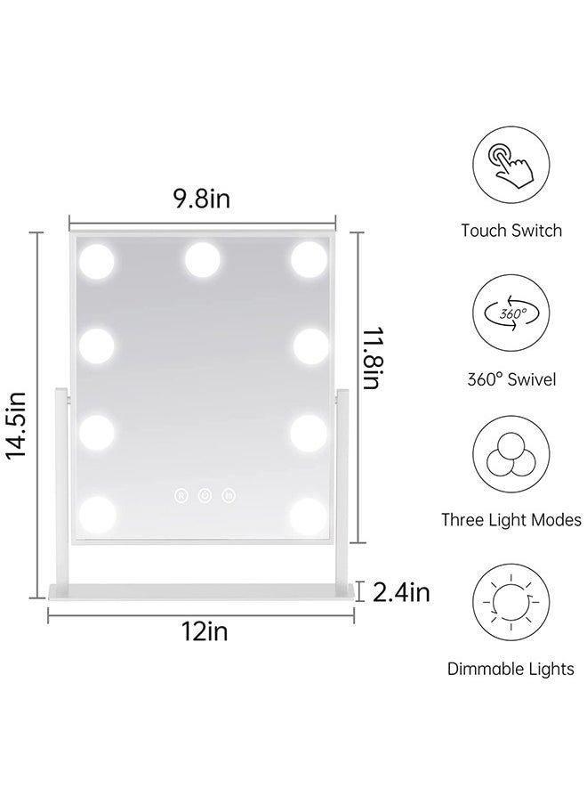 Cool Baby - COOLBABY Makeup Mirror with Lights, Lighted Makeup Mirror with 9 Dimmable Bulbs and 3 Color Lighting Modes, Smart Touch Control, Plug in Light Up Mirror - Image 1